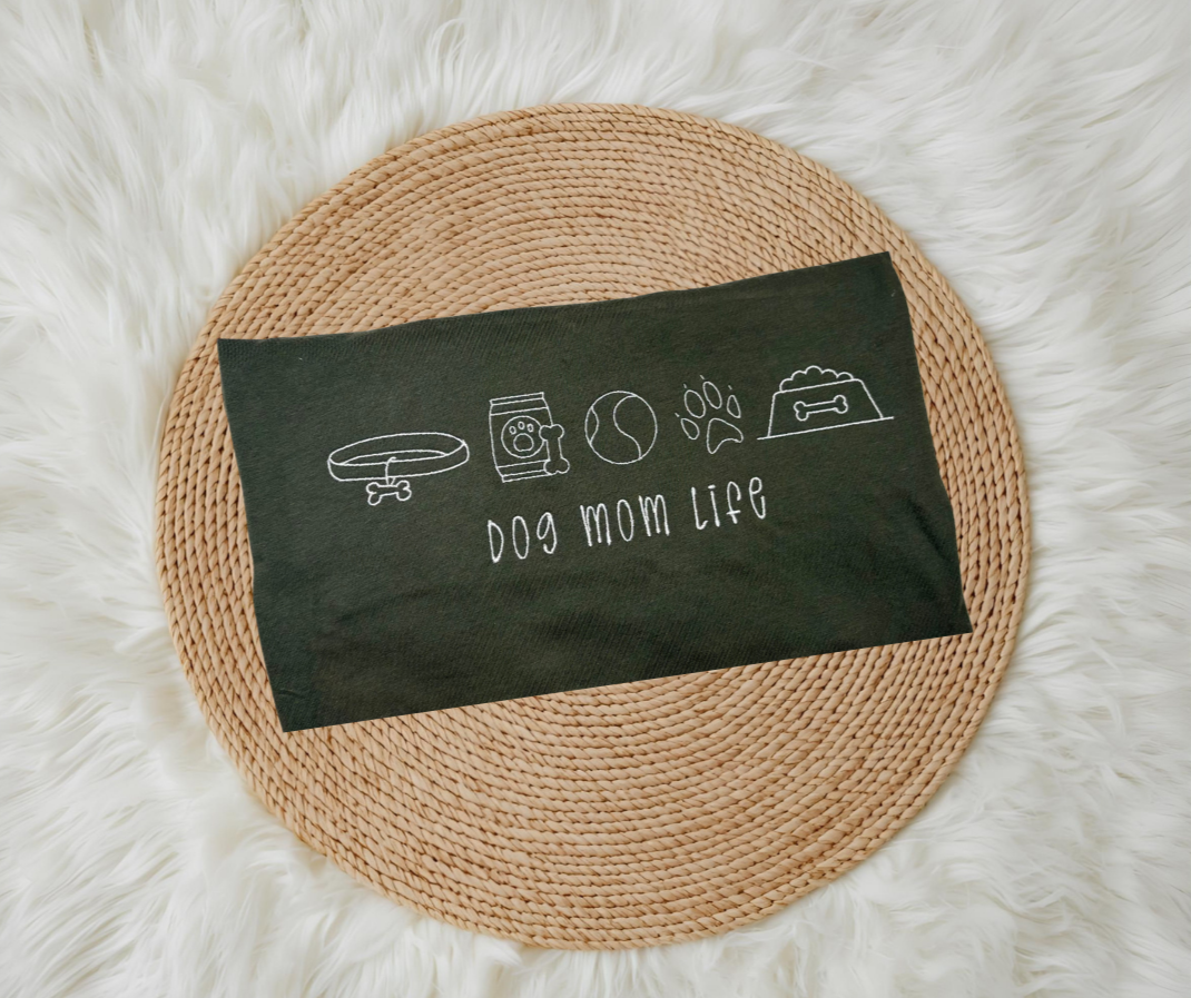 Dog Mom Life with Outline Icons | Dog Bowl, Collar Food