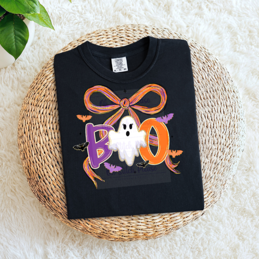 Boo Watercolor Ghost with Large Bow
