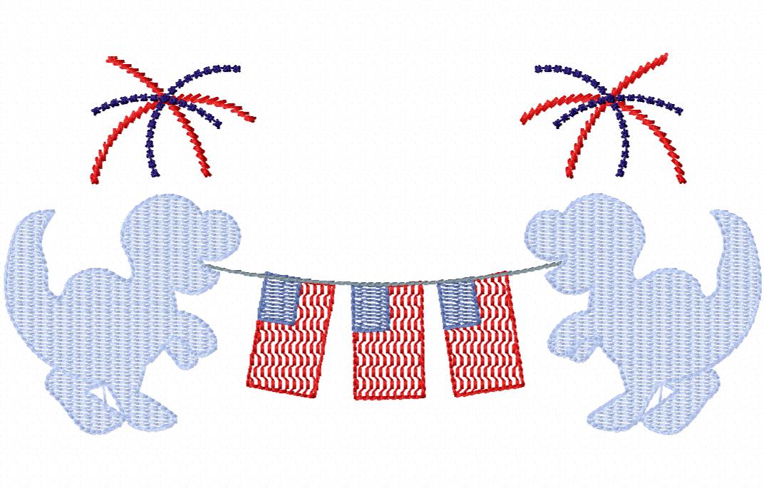 Patriotic July 4th T-Rex with American Flag