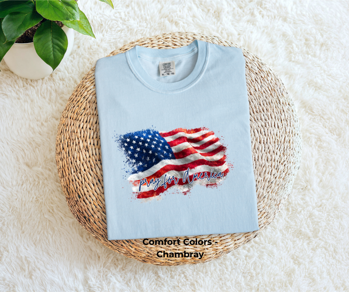 Pray For America with Wavy Flag