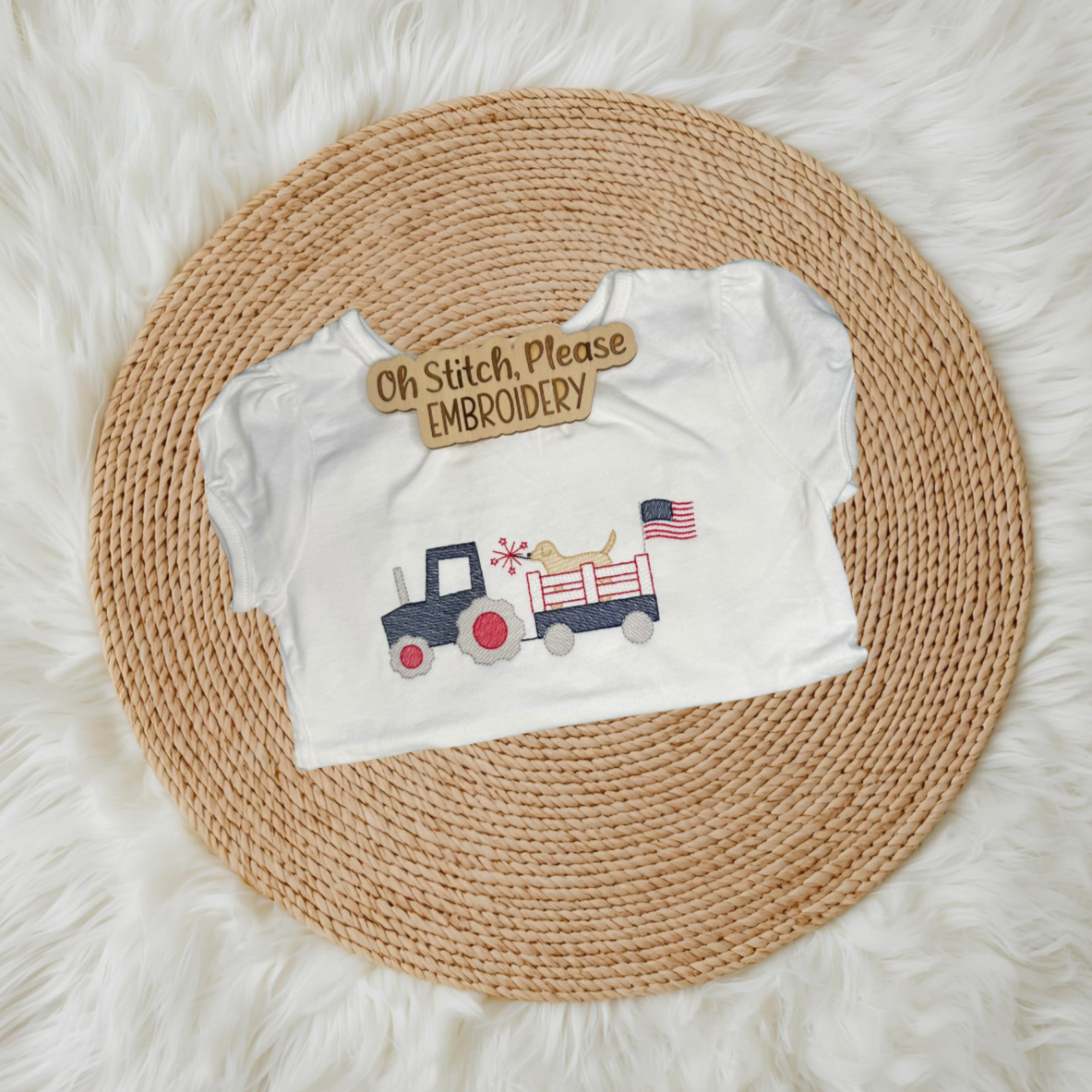 Patriotic Puppy in Trailer