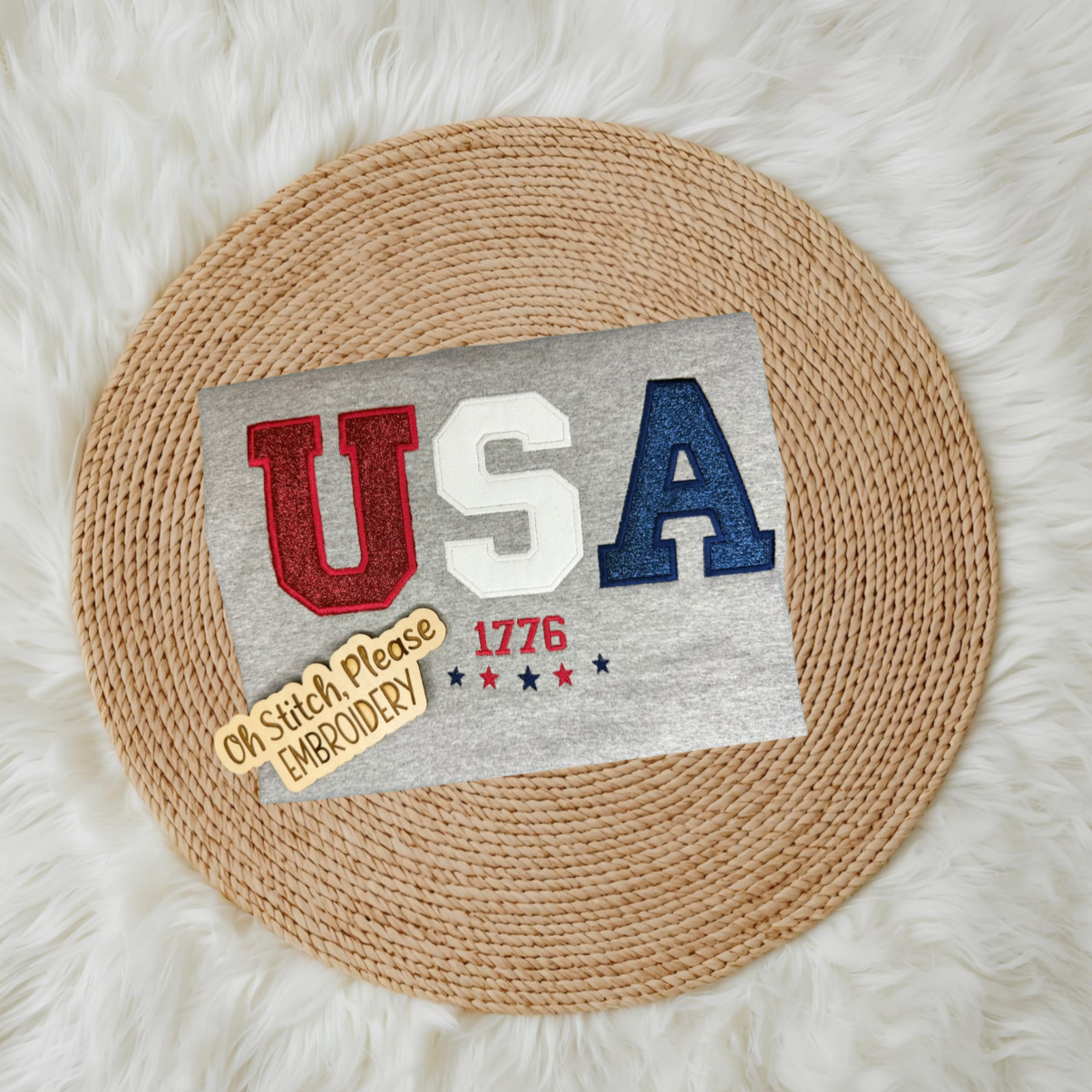 USA Applique with Glitter or outline
