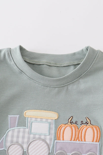 Pumpkin Train  Green Shirt