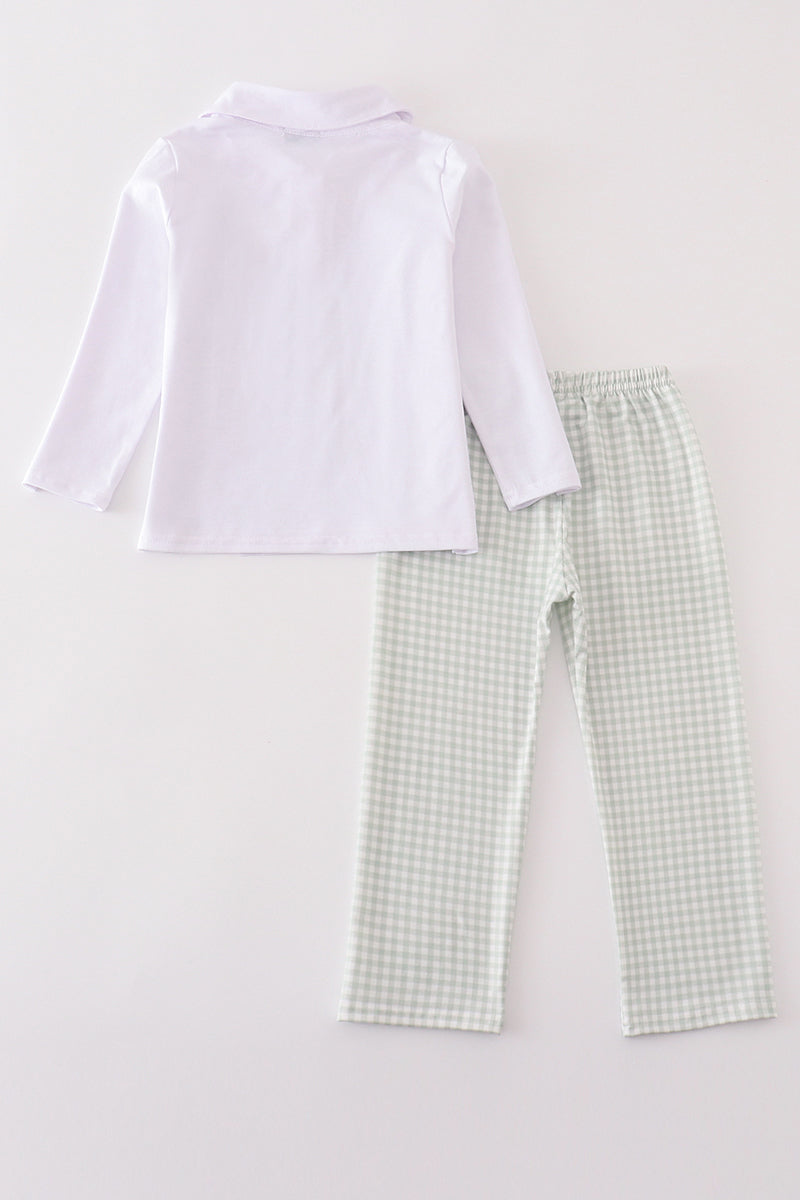Thanksgiving Turkey  Sage, Gingham  Pants Set