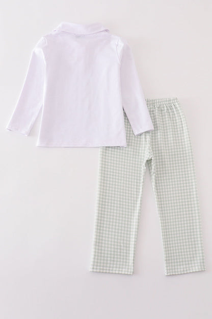 Thanksgiving Turkey  Sage, Gingham  Pants Set