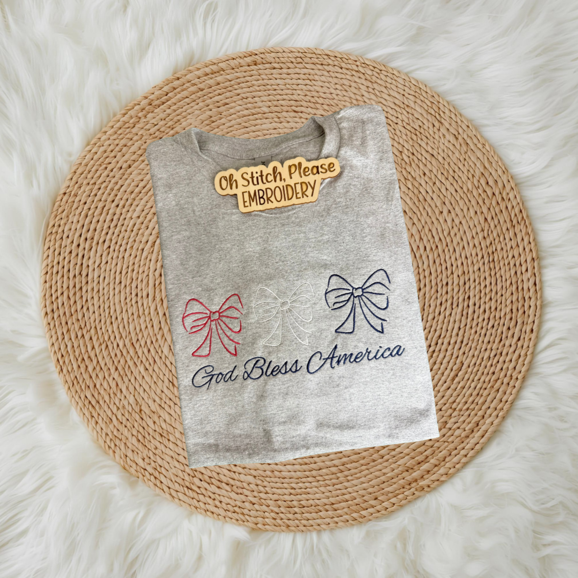 God Bless America with 3 Large Bows