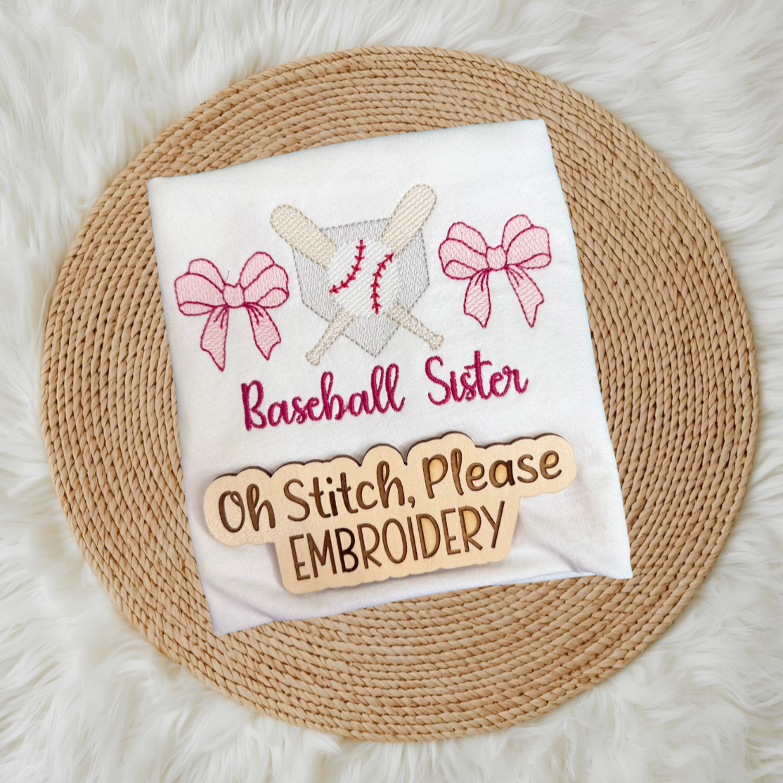 Baseball, Crossed Bats & Homeplate with Bow