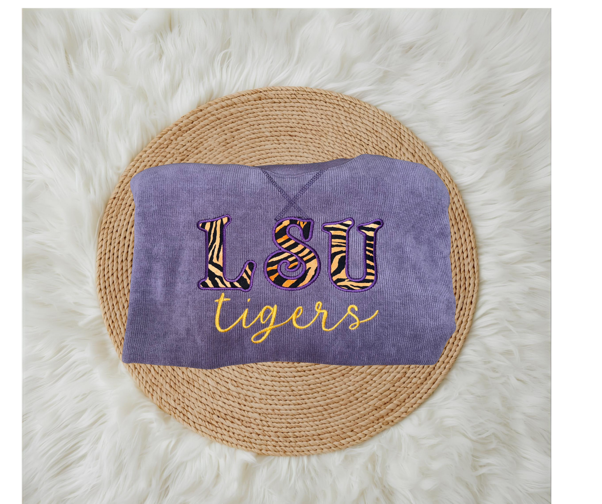 LSU Applique with Tigers in Script