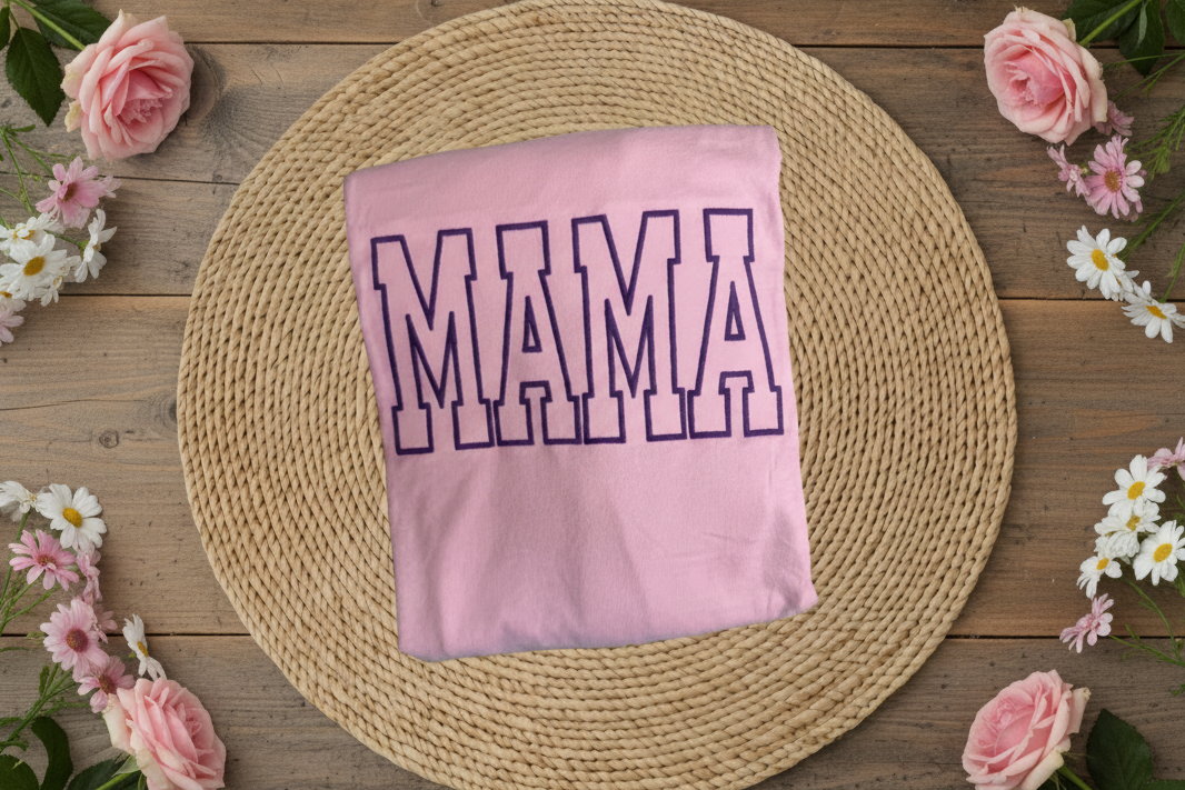 Mama Puff Outline Embroidered Shirt or Sweatshirt