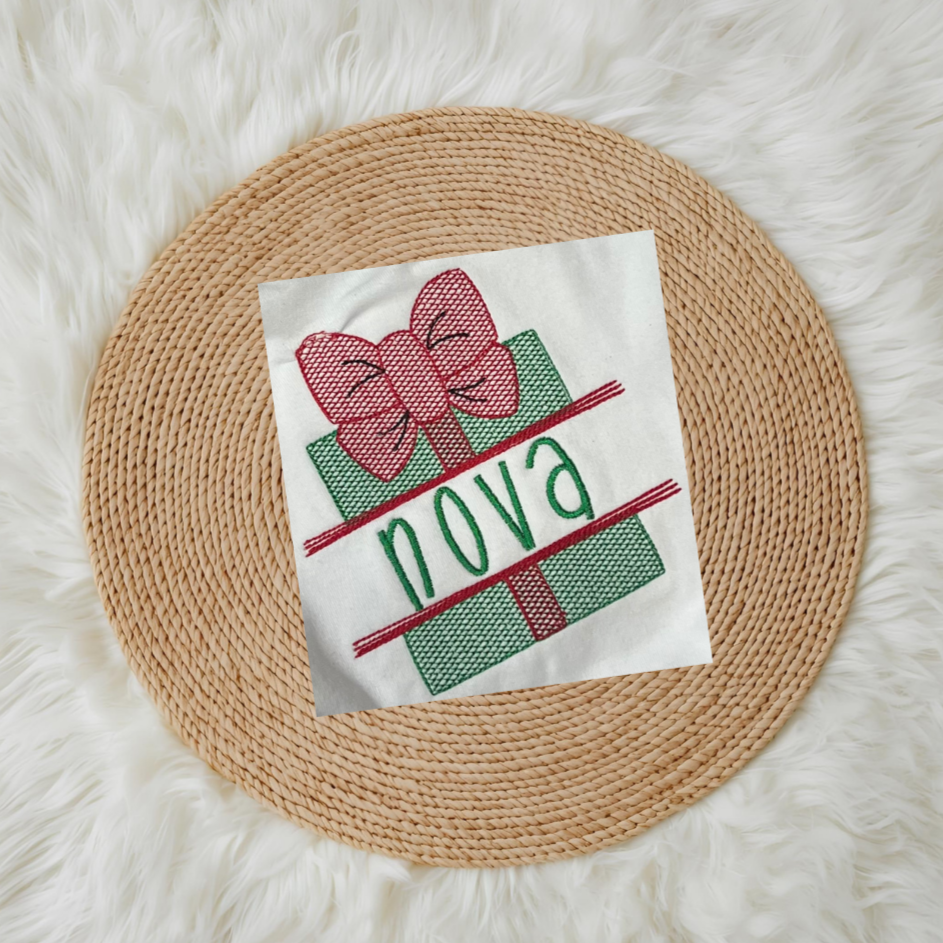 Christmas Present Split W/Name or Merry Christmas