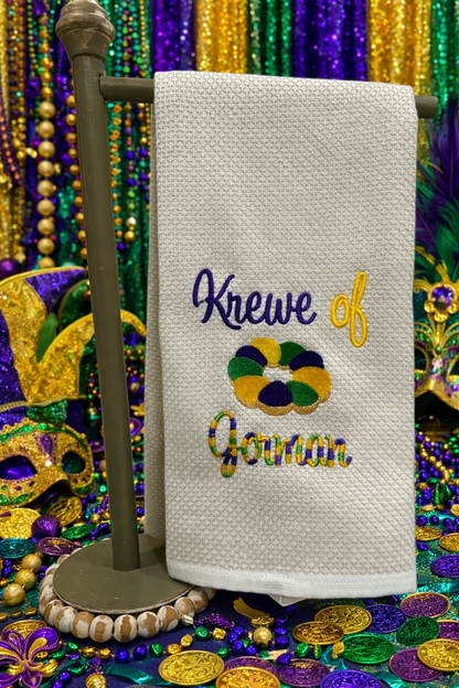 Mardi Gras Krewe Towel Personalized with Last Name