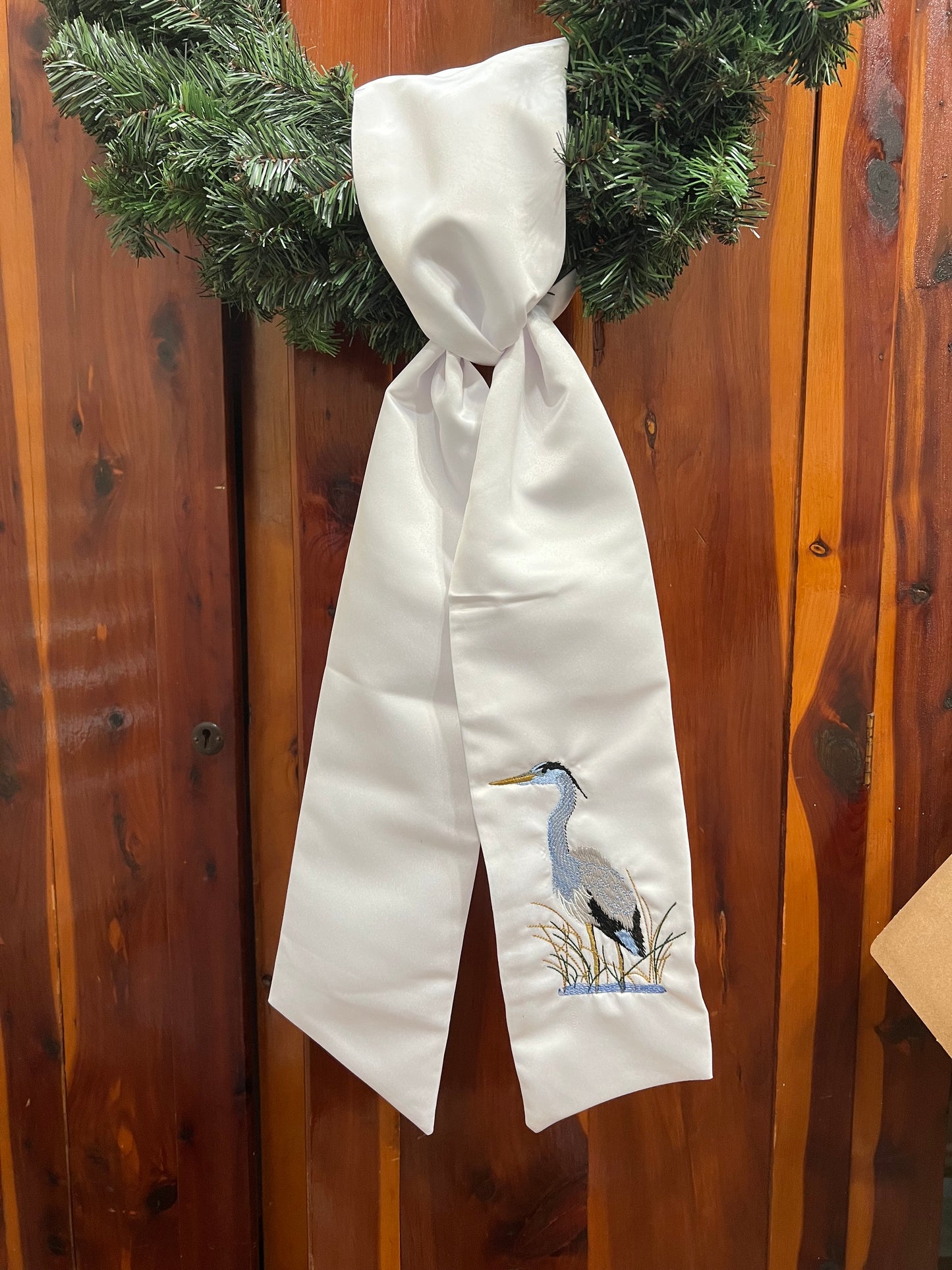 Blue or Gray Heron Wreath Sash