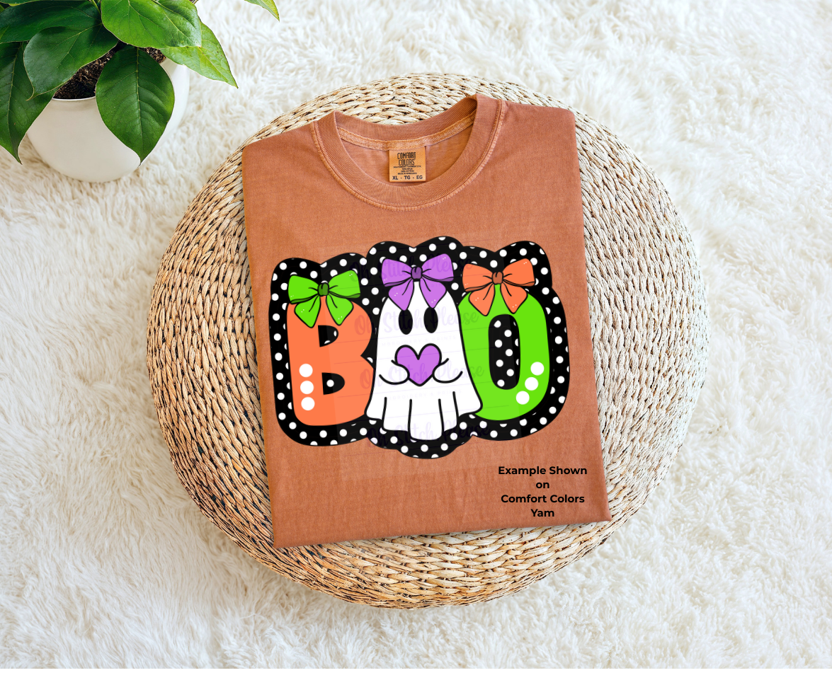 Boo Ghost with Polka Dots & Bows