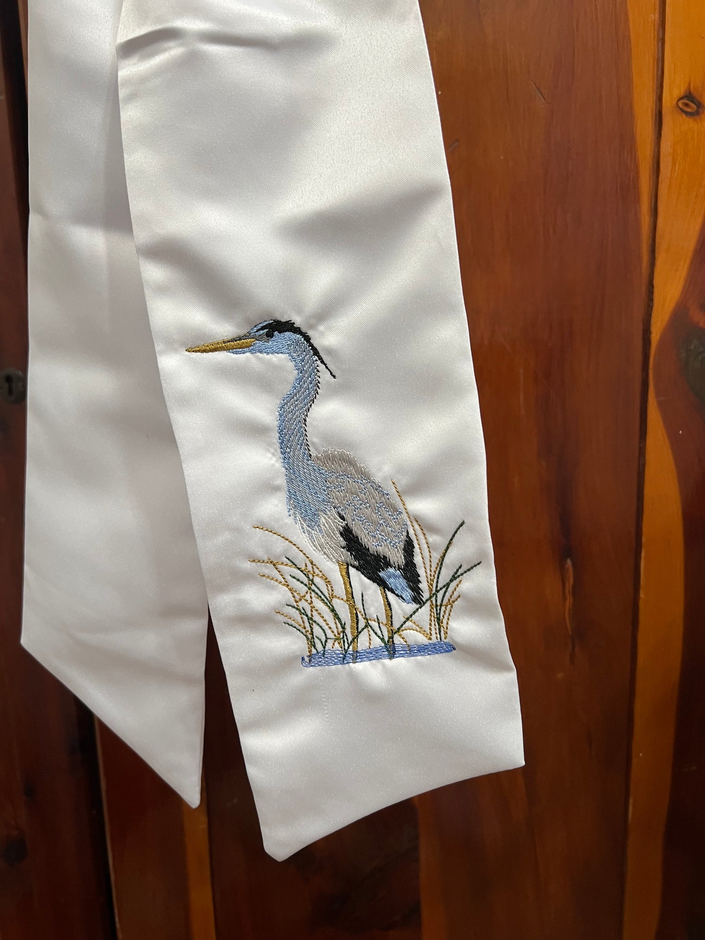 Blue or Gray Heron Wreath Sash