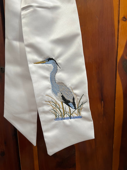 Blue or Gray Heron Wreath Sash