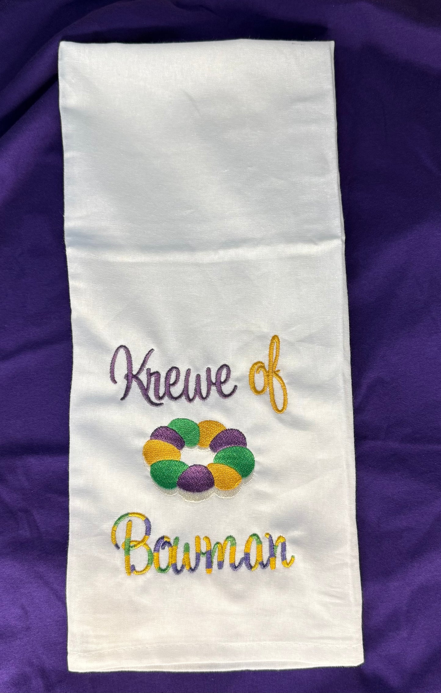 Mardi Gras Towel Krewe of Last Name