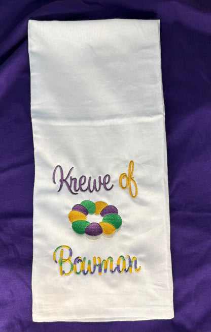 Mardi Gras Towel Krewe of Last Name