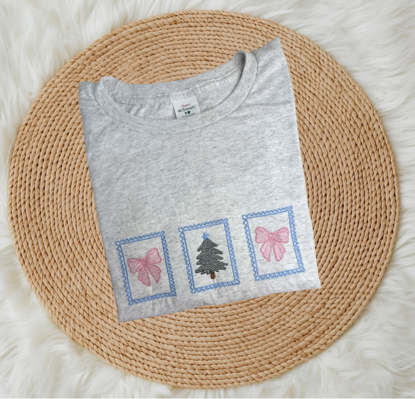 Christmas Stamps w/Bows and Tree