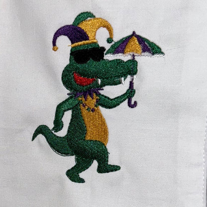 Wreath Sash | Mardi Gras Gator with Umbrella and Jester Hat
