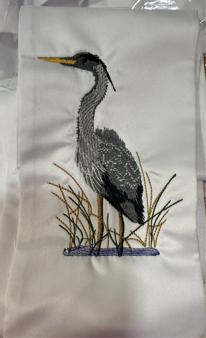 Blue or Gray Heron Wreath Sash