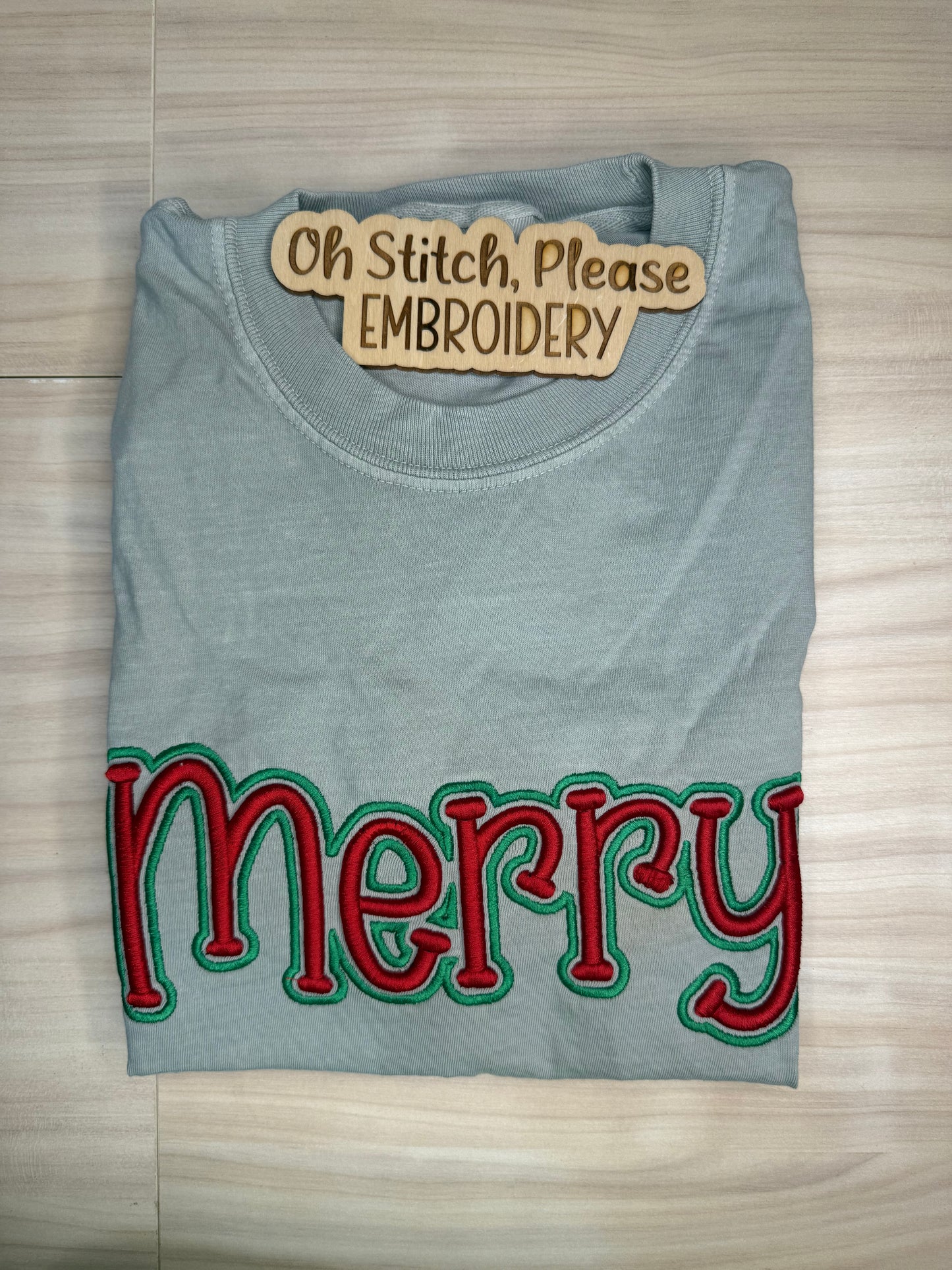 Merry | Puff Embroidery with Outline