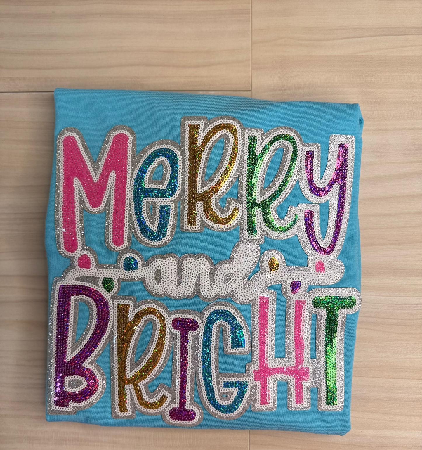 Merry & Bright Colorful Sequin Patch or T-Shirt