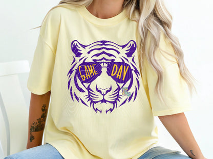 Game Day Tiger Face with Sunglasses