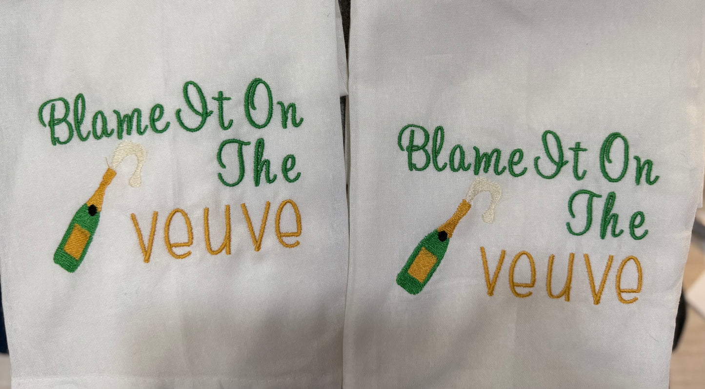 Blame it on the Veuve With Champagne Bottle | Towel