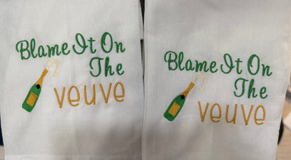 Blame it on the Veuve With Champagne Bottle | Towel