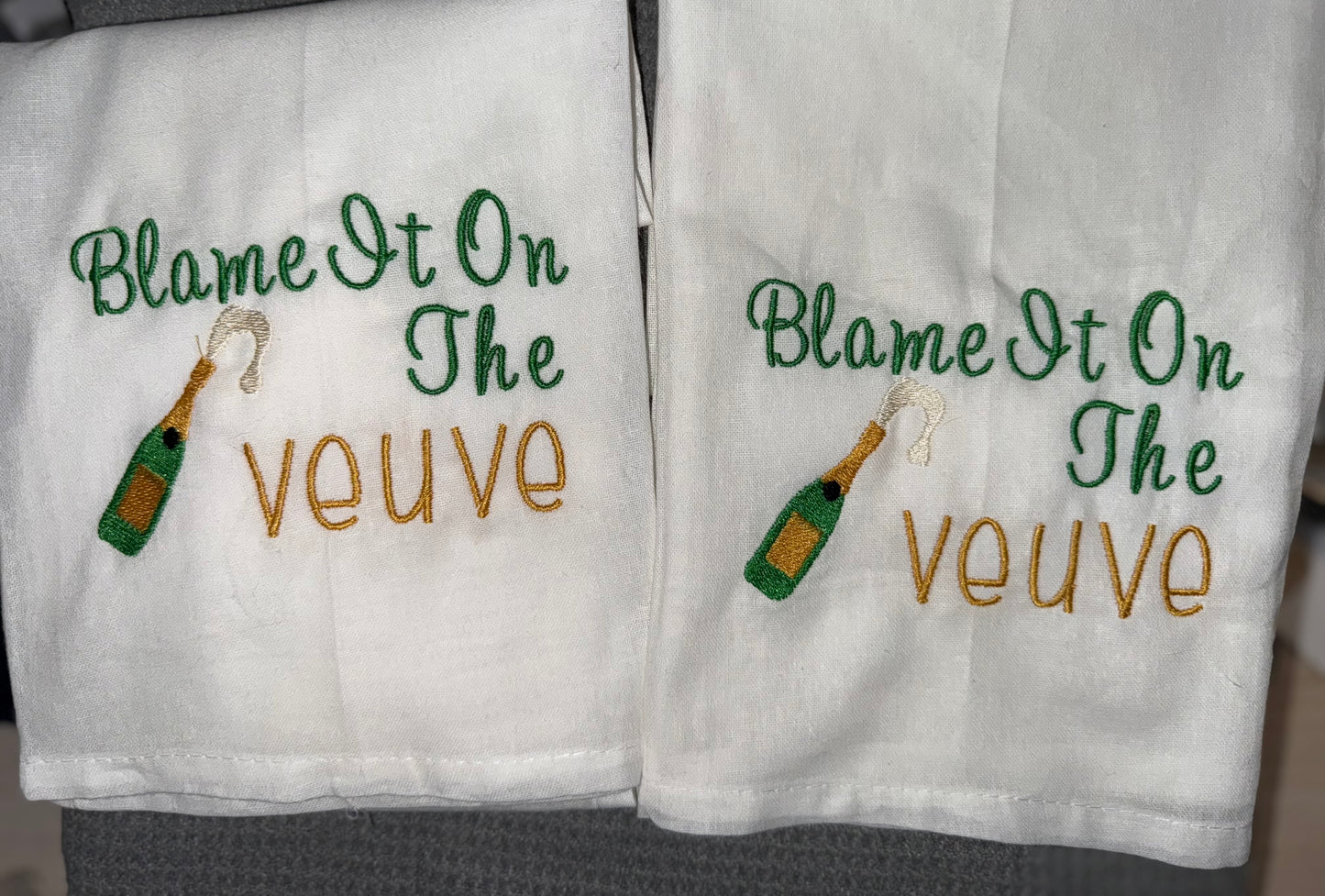 Blame it on the Veuve With Champagne Bottle | Towel