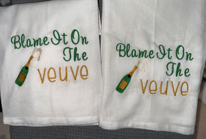 Blame it on the Veuve With Champagne Bottle | Towel