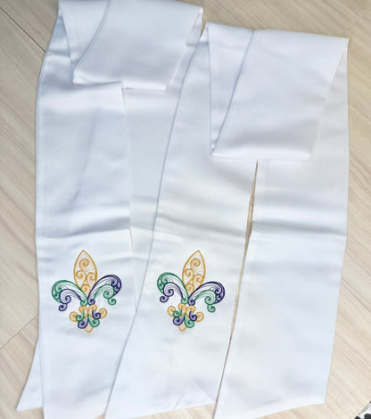 Mardi Gras Wreath Sash | Fleur De Lis Lace