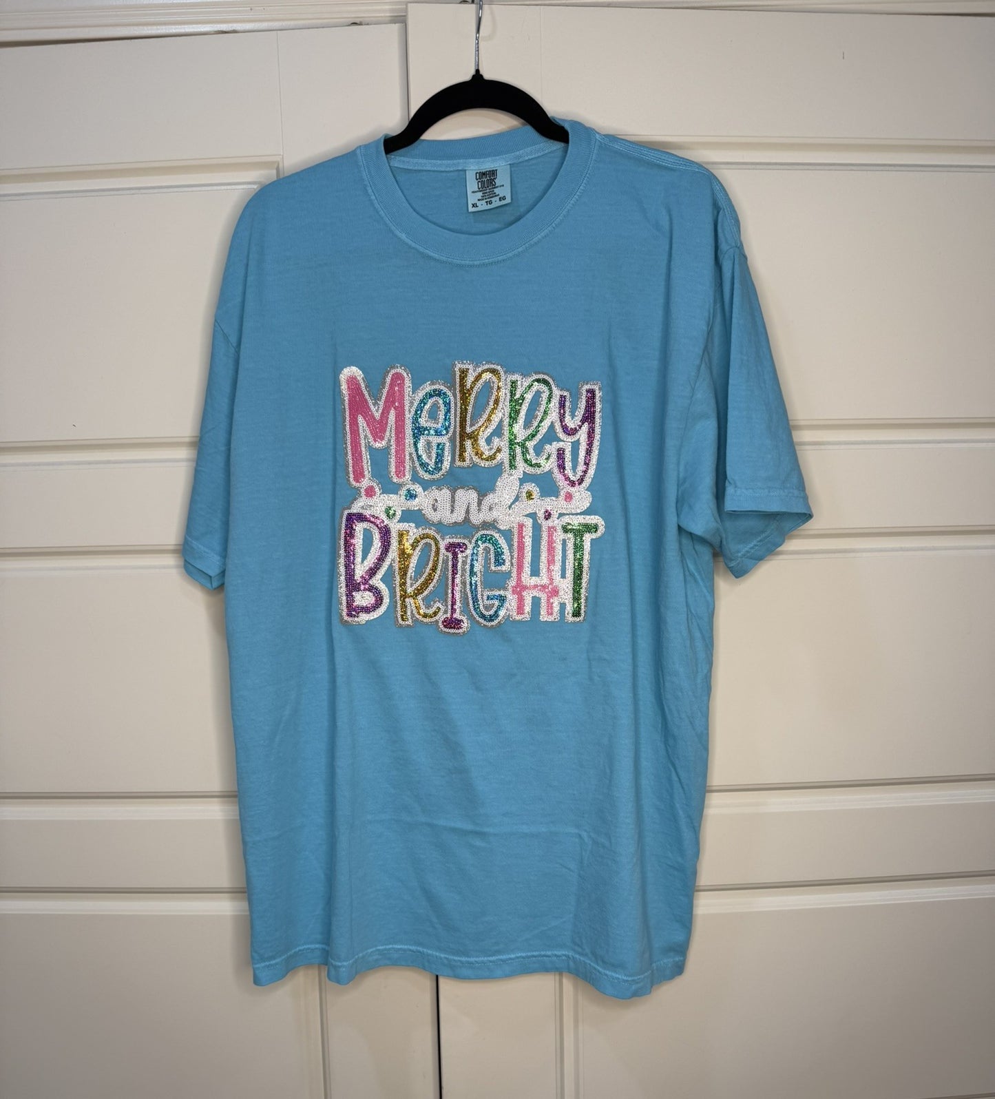 Merry & Bright Colorful Sequin Patch or T-Shirt