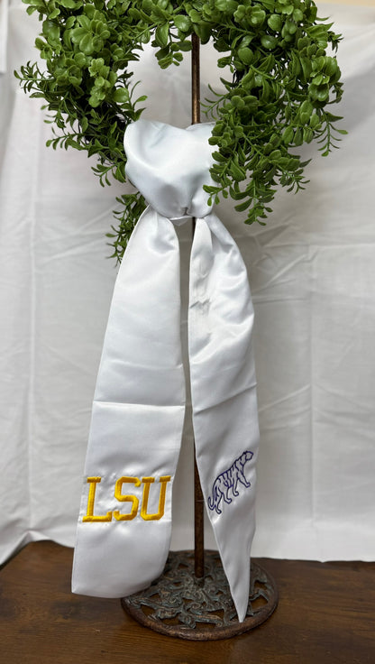 LSU Wreath Sash w/Tiger outline