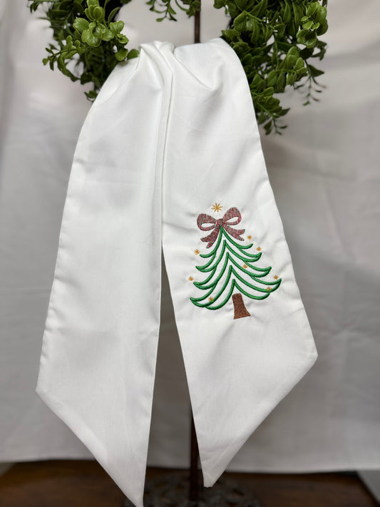 Wreath Sash | Christmas Tree with multi-color bow