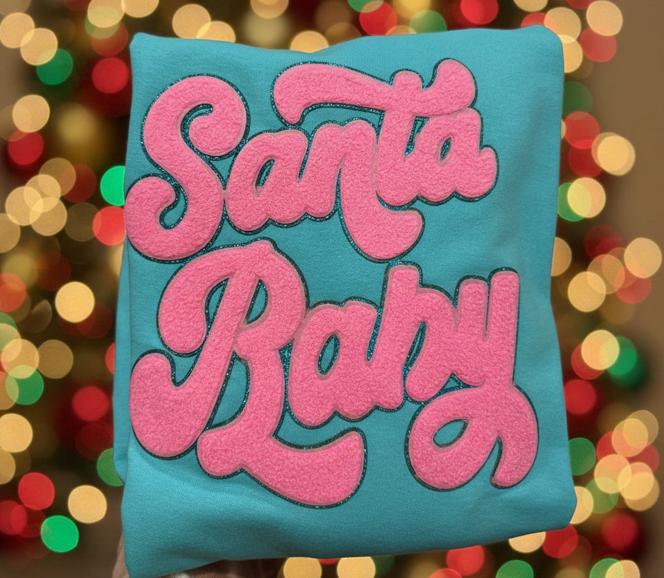 Santa Baby Pink Chenille Patch