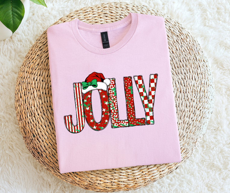 Jolly with Christmas patterned letters