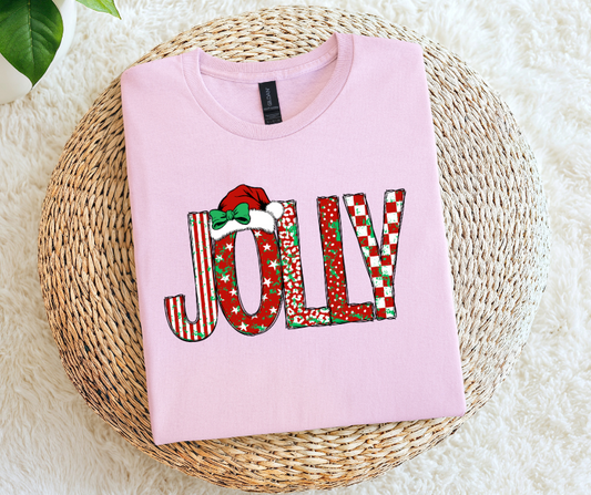 Jolly with Christmas patterned letters