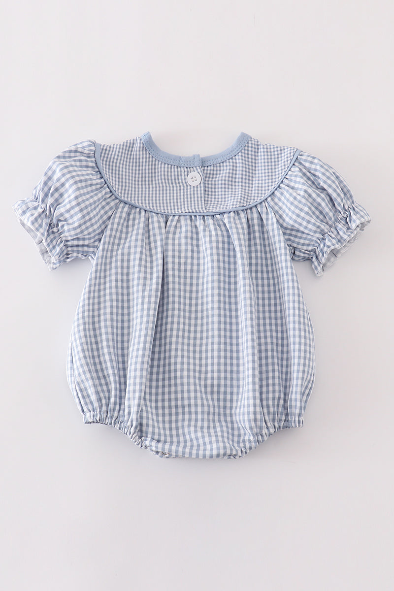 Pumpkin Bubble  Blue Gingham