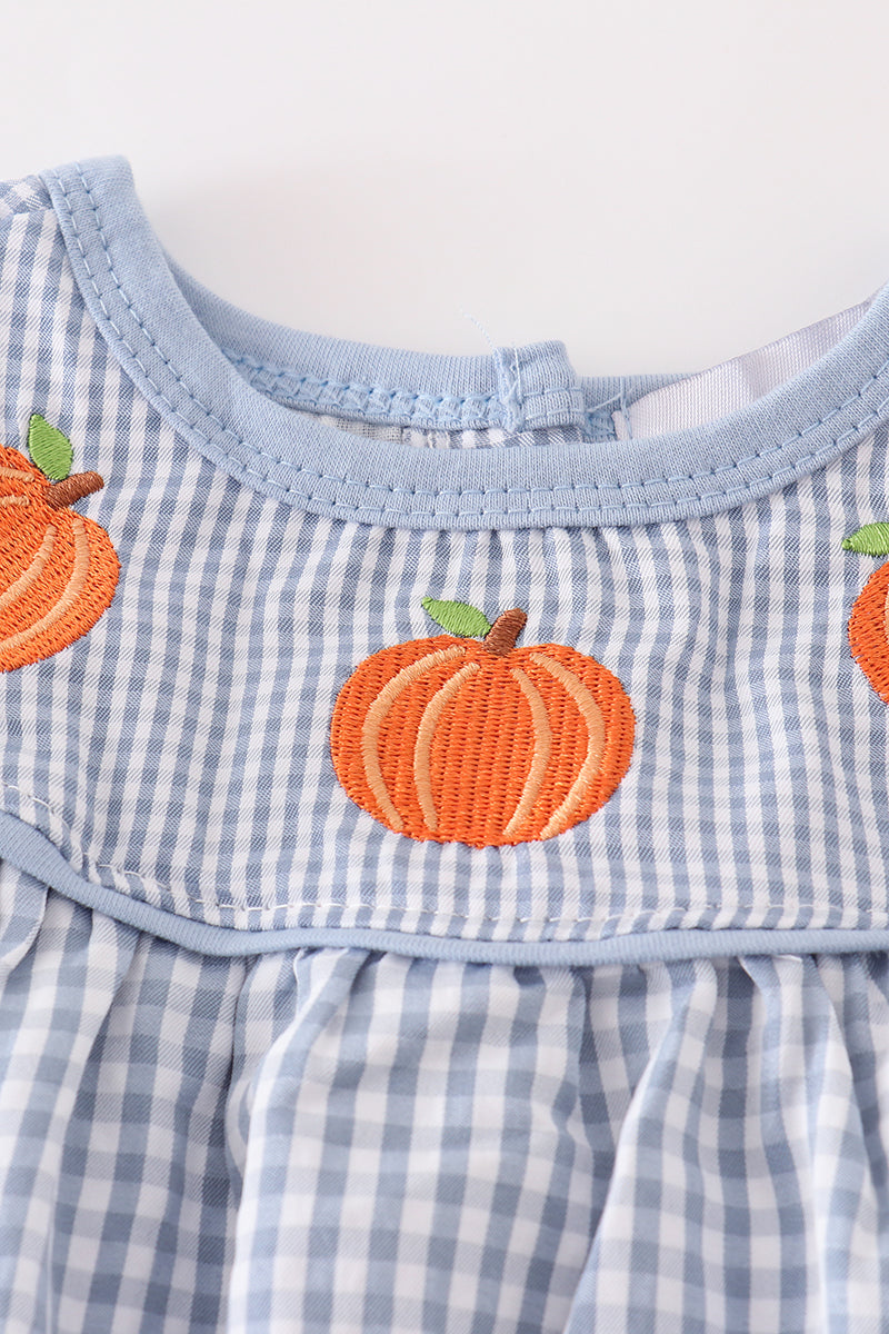 Pumpkin Bubble  Blue Gingham