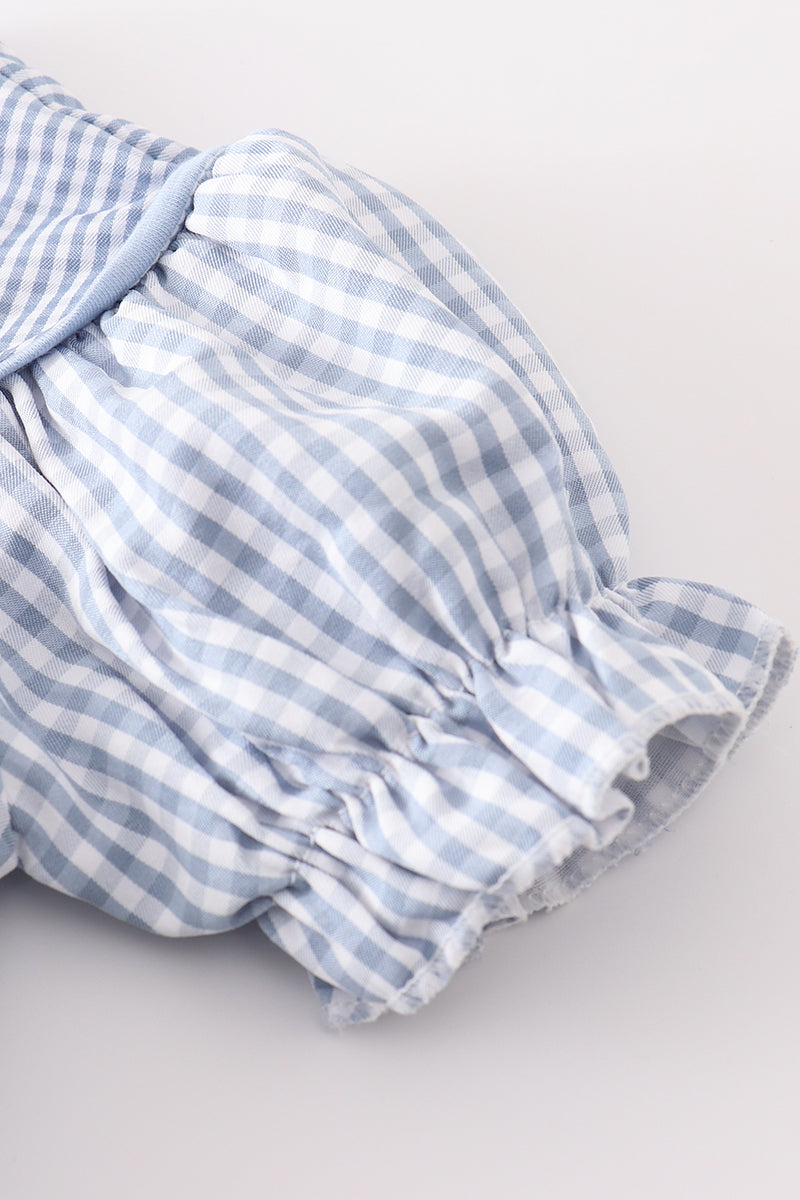 Pumpkin Bubble  Blue Gingham