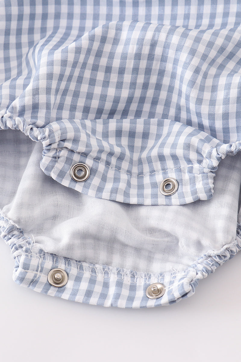 Pumpkin Bubble  Blue Gingham