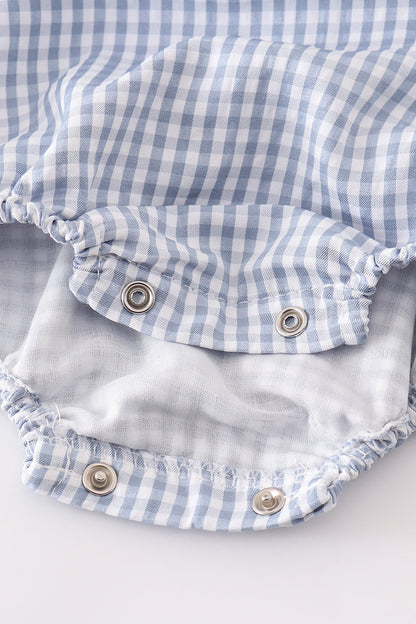 Pumpkin Bubble  Blue Gingham