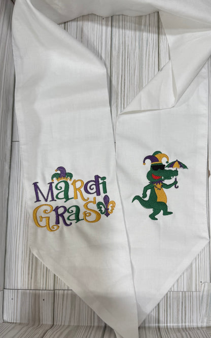 Wreath Sash | Mardi Gras Gator with Umbrella and Jester Hat