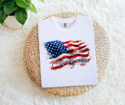 Pray For America with Wavy Flag