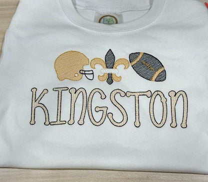 Black and Gold Football, Goal Post, Helmet Embroidered T-shirt