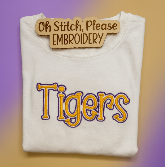 Tigers Puff Embroidery with Outline